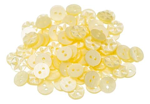 Simply Sew Crafty™ - 100 x Star Baby Buttons - 11mm, 14mm or 17mm - Pink Blue Lemon Mint White Lilac Cream (Yellow, 14mm)