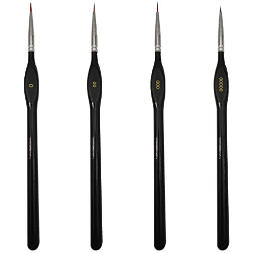 Lot de 4 pinceaux Fins pour Peinture Miniature, pinceaux Fins pour Aquarelle, Peinture à l'huile, Peinture Acrylique, Peinture rupestre, Nail Art ou Artisanat (Noir) Cover