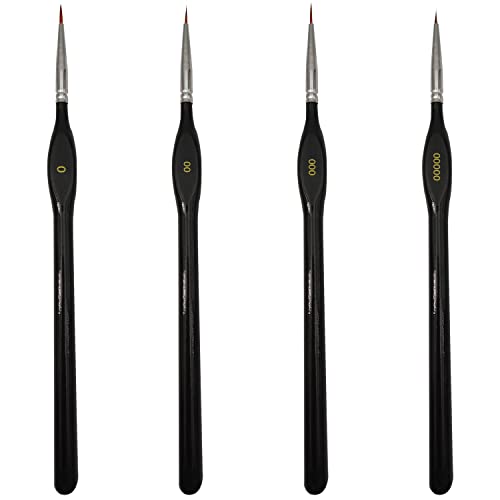 4 Pcs Fine Detail Paint Brushes, Miniature Painting Brushes Thin Paint Brushes for Watercolor Painting, Oil Painting, Acrylic Painting, Rock Painting, Nail Art or Craft Art(Black)