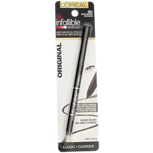 L'Oreal Paris Makeup Infallible Never Fail Original Mechanical Pencil Eyeliner with Built in Sharpener, Black Brown, 0.008 oz., 1 Count (Pack of 2) - image 8