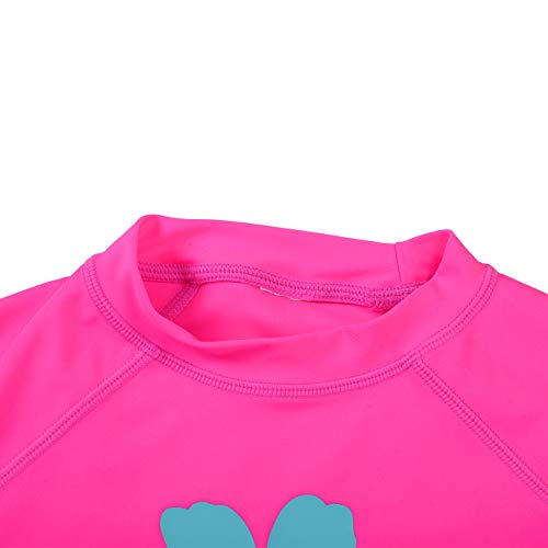 Dayu Girls' Long Sleeve Rashguard Swim Shirt Upf 50+ Neon Pink 12-14 #TOP3
