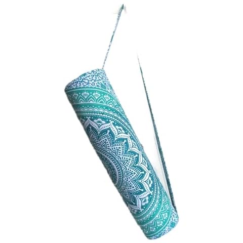 INDIAN CRAFT CASTLE ICC Yoga Mat Bag Carrier Full-Zip Exercise Yoga Mat Carry Bag for Women Men with Multi-Functional Storage Pockets and Adjustable Shoulder Strap 26X6 Inches (Green ombre) Cover