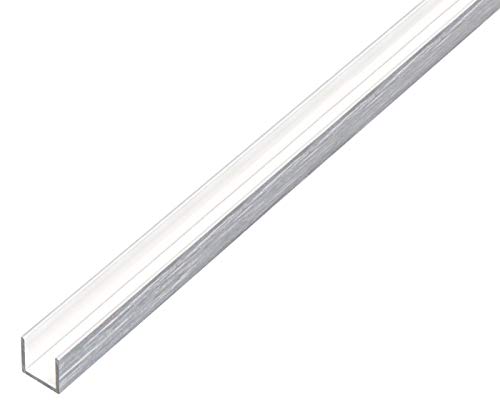 Alberts 488963 Perfil en U Autoadhesivo Aluminio, diseño de acero inoxidable, claro 1000 x 10 x 15...