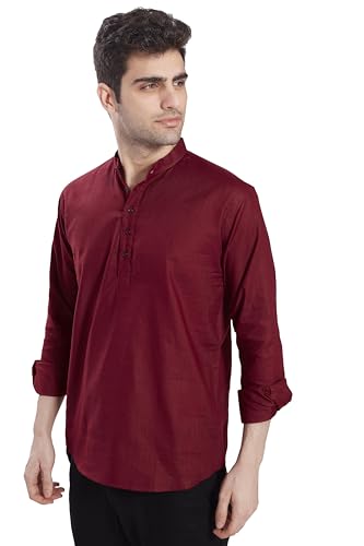 Image of DIVISIVE Men's Slim Fit Full Sleeves Cotton Short Kurta