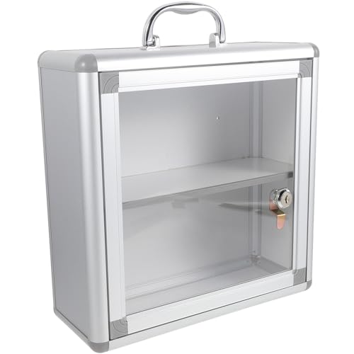 PAMINGONO Trousse Médicale Murale Verrouillable Petite Taille, Boîte de Rangement Solide en Plastique Robuste, Contenant Remède Suspendu au Mur, Usage Domestique et Communautaire, Armoire