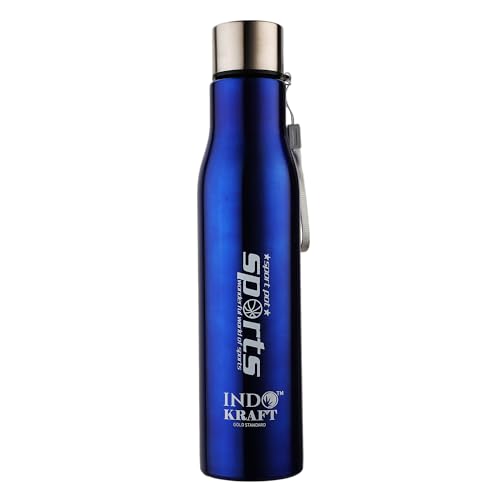 Image of INDICRAFT Stainless Steel Water Bottle 1 litre, Water Bottles For Fridge, School,Gym,Home,office,Boys, Girls, Kids, Leak Proof(BLUE,1000 ML, SET OF 1, Model-Diana)