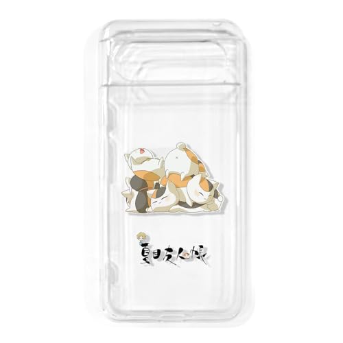 YAAPOLSAY Google Pixel 7 用 ケース 透明 夏目友人帳 アニメ 漫画キャラクター かわいい ファッション TPU 素材 シンプル 耐衝撃 滑り止め 強力な保護 ソフト ワイヤレス充電対応 薄くて軽い ニャンコ先生 (Google P