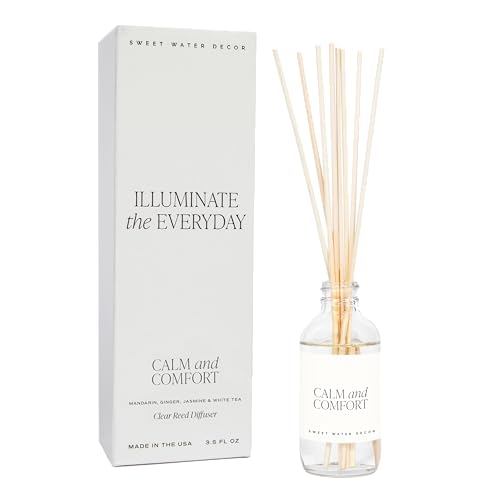 Image of Sweet Water Decor Calm and Comfort Reed Diffuser Set | Mandarin, Ginger, Jasmine, White Tea Spa Scented Diffusers | Air Freshener | Housewarming Gift | Aromatic Stress Relief