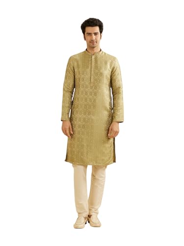 Image of Manyavar Men's Brocade Self Design Kurta Set (2pcs)