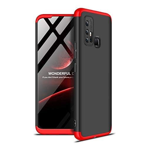 MOBILOVE Full Body 3 in 1 Slim Double Dip Case 360 Degree Protection Hard Bumper Back Case Cover for | Vivo Y50 | Vivo Y30 (Red-Black)
