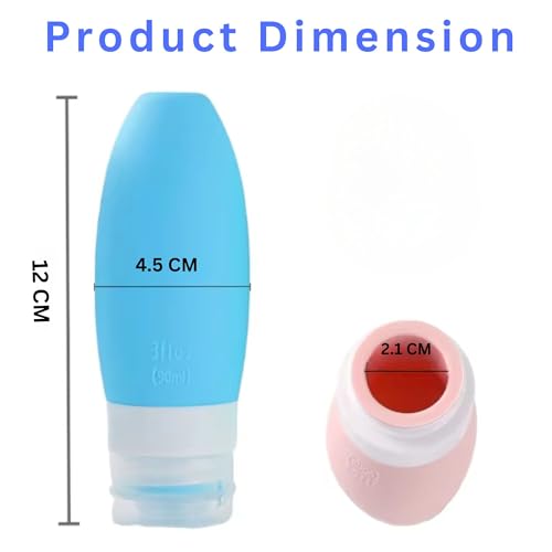 Image of Hian Travel Bottles Kit for Toiletries - Leak-Proof, Refillable & Squeezable Silicone Containers Set (Multicolor, Pack of 4) - Perfect Toiletry Organizer for Shampoo, Lotion & Cream