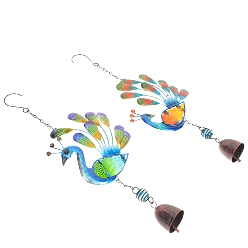 Yardwe 2Pcs Peacock Wind Chime Glass Garden Peacock Wind Chimes Peacock Wind Sculpture Home Hanging Decor For Indoor Outdoor #TOP6