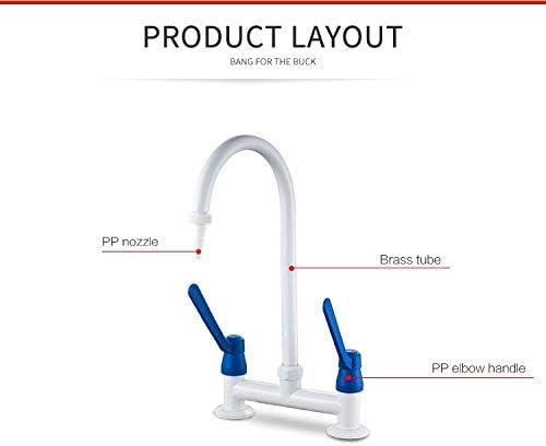 Miniatura 3 de CGOLDENWALL Grifo de laboratorio industrial para fregadero de laboratorio, boquilla de un solo orificio, mezcla caliente y fría, grifo de agua para