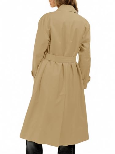 Tankaneo Womens Trench Coats Single Breasted Long Windproof Overcoat with Pockets and Belt4