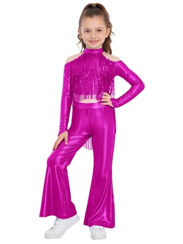 Ensemble danse latino fille pour eviter les vetements serres en representation rose vif