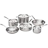 Kitchara Stainless Steel Cookware Set, 10 Piece, Brushed 18/10 Stainless Steel, 5 Ply