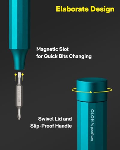 HOTO 24 in 1 Multi Bit Mini Screwdriver Set Magnetic, Manual Precision Screwdriver Set, EDC Pen Screwdriver for Eyeglasses, Electronics, Watches, Phones, Laptops, Cameras, Dark Turquoise