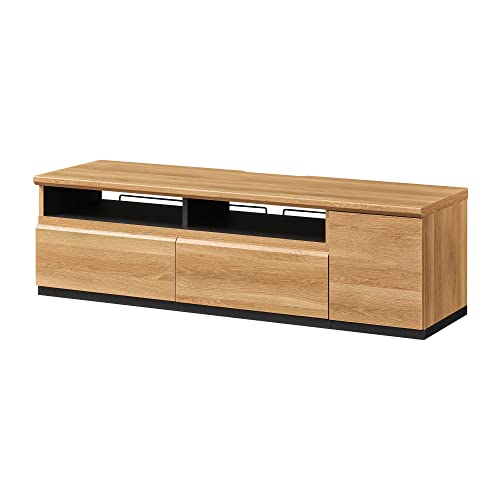 【32-55V 大型テレビ用 】白井産業 テレビ台 ローボード テレビボード 伸縮可能 角度を変えてコーナーテレビ台にできる wifi ルーター・ Switch 等も入るたっぷり収納 おしゃれなナチュラルブラウンの木目調 幅 130から195 奥行 42.