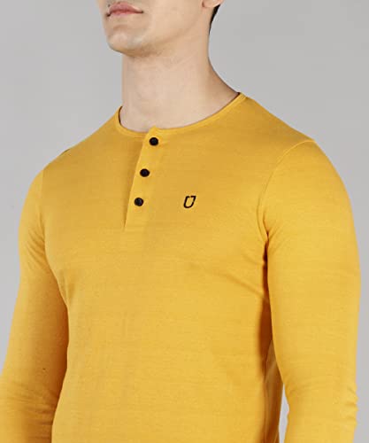 Image of Urbano Fashion Men's Solid Henley Neck Slim Fit Full Sleeve Cotton T-Shirt