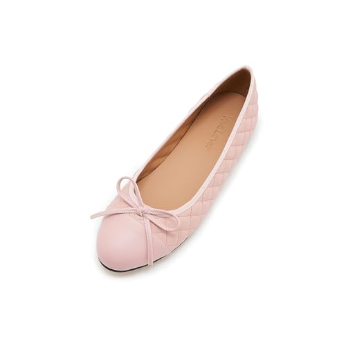 Image of Women's Cap Toe Ballet Flats Two Tone Bow Flats Round Toe Shoes for Women Slip on Casual, Work, Dress Flats Pumps for Women