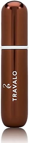 Travalo Classic HD Perfume Atomizer | Genie-S TSA Approved Travel Perfume Bottle Refillable | Reusable Airtight Easy-Fill Mini Pump Sprayer | Lightweight Elegant Design w/Volume Window | Brown 0.17oz