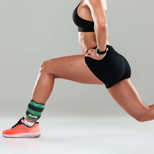 Image of De Jure Fitness Adjustable Ankle & Wrist Weights Pair (0.5KG x 2) for Men & Women | Strength Training, Walking, Running, Workout, Yoga | Comfortable, Durable | Green - 1KG