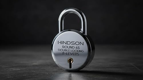 Hindson Round 65mm Padlock | Heavy Duty Metal Body Lock | Double Locking | 8 Steel Levers | 12 Silver Keys with Keychain | Silver Finish | Home Improvement | Made in India