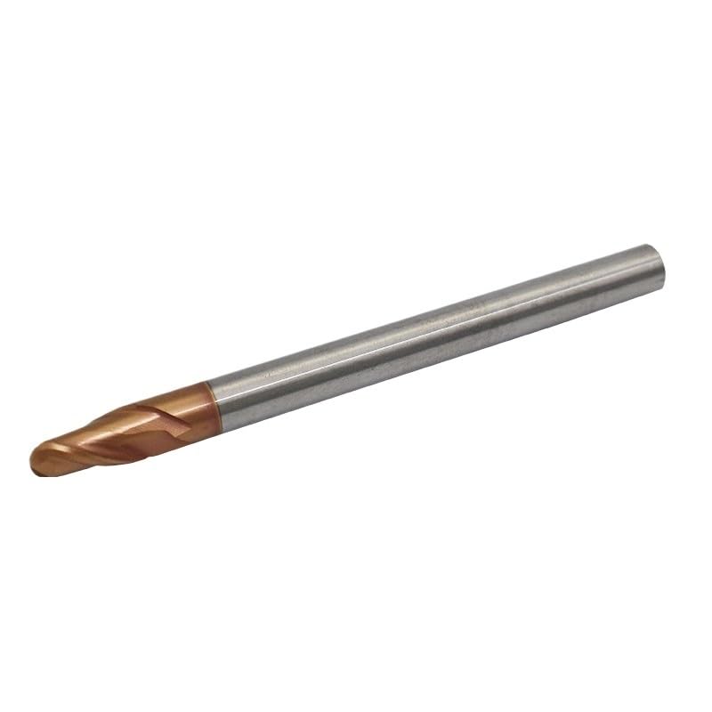 Fraise à bout sphérique de 4 mm, longueur 50, 75 ou 100, en carbure monobloc, dureté Rockwell C 60, 2 dents, for tour CNC et défonceuse(HRC60 2F-R2xD4x100L)