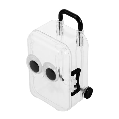 Ipetboom Caja caja de almacenamiento con ruedas juguetes compartimentos mini organizador de joyas Joyero portátil transparente titular de la joyería de plástico joyero en forma de maleta
