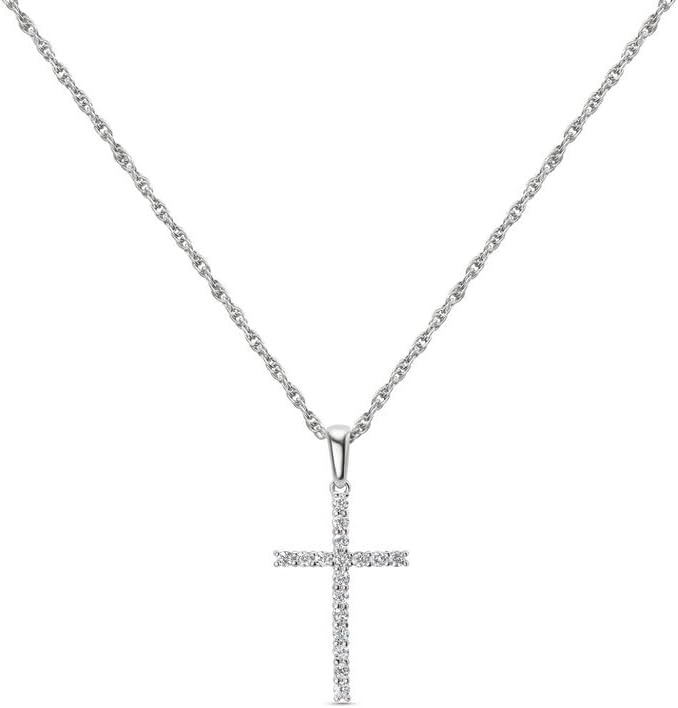 14K Gold Lab-Grown Diamond Cross Necklace for Women & Men, 0.1–2.5 CTW, F-G Color VS Clarity, 17” Chain, Religious Pendant Jewelry Gift