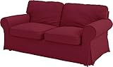 Premium Cotton Ektorp Two Seater Sofa Bed Cover Replacement is Custom Made to Be Compatible for IKEA Ektorp 2 Seater Sleeper Only, A Quality Sofa Slipcover Replacement (Wine Red)