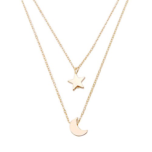 Yemenger Women Pendants Cute Necklaces Moon and Star Necklace Layered