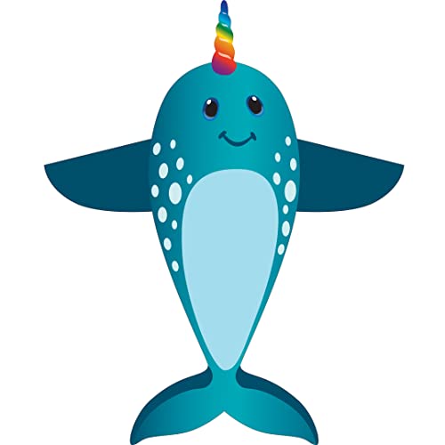 WindNSun Supersize 2-D Narwhal Ripstop Nylon Figure Kite, 57 Inches Tall