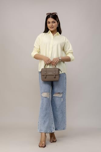 Image of Women's Linen Blend Shirt | Casual Collared Button Down Shirt for Women | Solid Color Full Sleeve Oversized Fit | Summer Casual & Office Wear Top