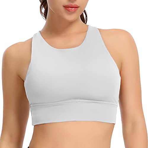 Lemedy Women Strappy Sports Bras Padded Medium Support Yoga Workout Tank Top (S, White)