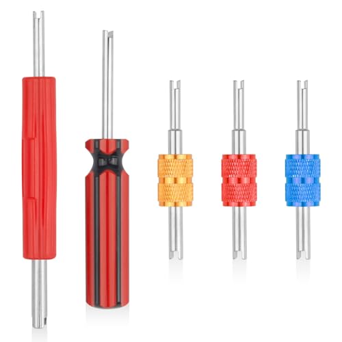 Image of 5PCS Valve Stem Removal Tool& Valve Core Removal Tool for Air Conditioning, Tire Stem Removal Tool& Valve Stem Puller Single and Dual Heads for Valve Core Remover Tire Valve Stem Removal Tool
