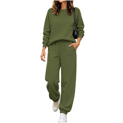 Women 2 Piece Loungewear Set Crew Neck Sweatshirt Jogger Pants Casual Fall - image 5