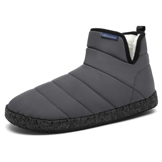Mishansha Zapatillas de Estar por Casa Hombre Mujer Altas Pantuflas de Invierno Calentitas Cómodas Zapatillas de Casa Antideslizante y Ligeras Zapatos de Casa, Gris, 43EU