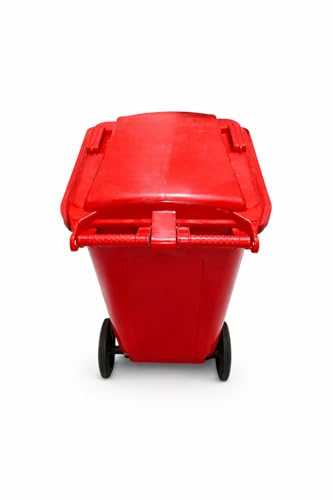 Image of Prima Plastic Manual-Lift Garbage Waste Dustbin with Wheels 120 Ltr Red