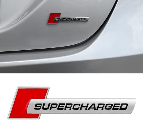 Image of Mliyany 2Pcs Supercharged Emblem 3D Car Logo Retrofit High Performance Trunk Badge Sticker Side Fender Decal(Chrome-red), (cc-6)