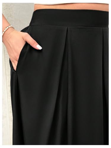 GORGLITTER Women's Plus Size Maxi Skirt Pleated High Waisted Long Skirts with Pockets4