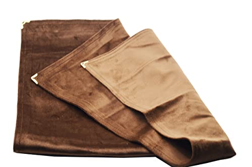 SWISSO JEWELLERY MAT (JEWELLERY ROLL),REUSABLE PLAIN DARK BROWN + BRASS CLIPPED FINISHING DUAL-SIDED DISPLAY VELVET MAT FOR JEWELLERY DECORATION