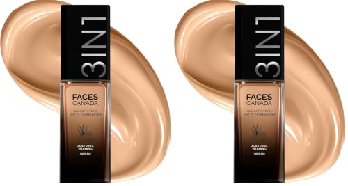 Image of FACES CANADA All Day Hydra Matte Foundation | 3-in-1 Foundation + Moisturizer + SPF 30 | 24 HR Aloe Hydration & Vitamin C | 10HR Long Wear | Medium to High Buildable Coverage | Soft Sand 041 | 25ml