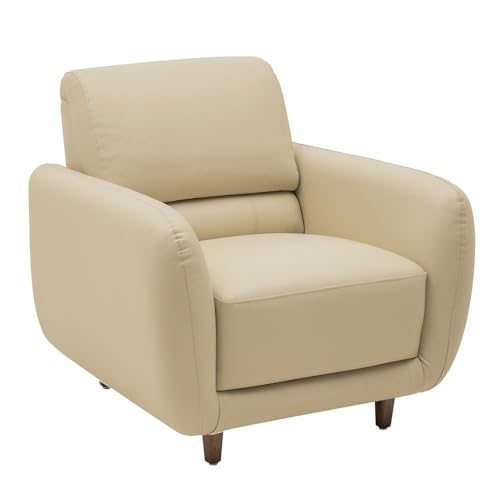 Image of Wakefit Sofa Set | 5 Year Warranty | Sofa 1 Seater, 1 Seater Sofa for Living Room, Wooden Sofa Set, Single Seater - Solomon(Robin : Beige)