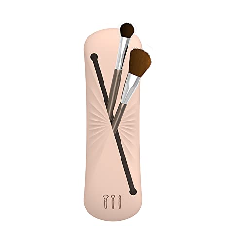Gelmaza Travel Makeup Brush Holder Silicone, Portable Makeup Brush Bag Organizer, Soft Small Cosmetic Face Brushes Tools Case Travel Size Toiletries Essentials for Women - Khaki
