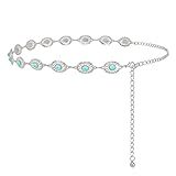 XZQTIVE Women Western Turquoise Belt Concho Belts for Women Waist Chain Belt Adjustable Metal for Jeans Dresses