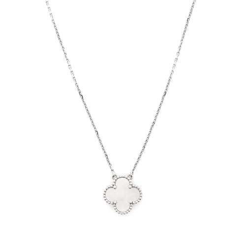 Van Cleef & Arpels, Pre-Loved Vintage Alhambra Pendant Necklace 18K White Gold and Mother of Pearl, White Gold