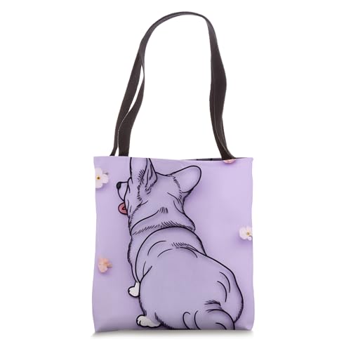 Bolsa Tote Purple Corgi Puppy Dog miniatura 1