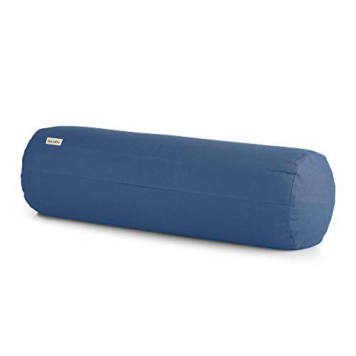 basaho Yoga Bolster Yogarolle | Bio-Baumwolle | Buchweizenschalen | Abnehmbarer und waschbarer Bezug | Yoga Rolle Yogakissen (Taubenblau)