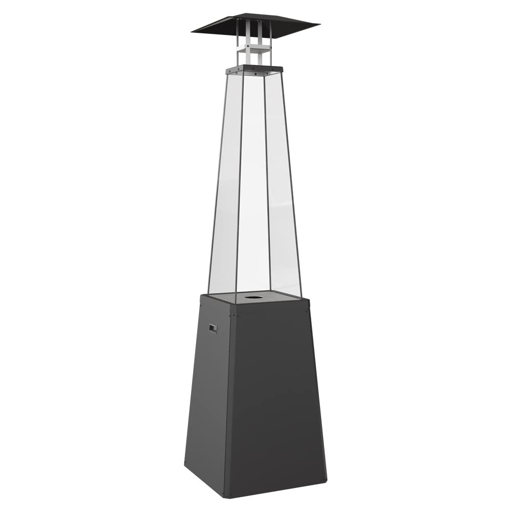 KRATKI BS Nowoczesny Gazowy Ogrzewacz Ogrodowy 12 kW, Stylowy Dekoracyjny Design, Odpowiedni do Ogrodu, Patio, Zasilany Propanem, Bezpieczny System Kontroli, Stal i Szkło, Czarny